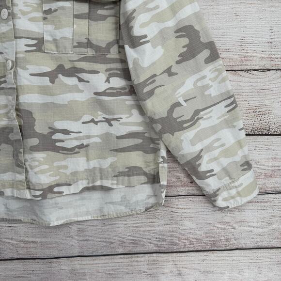 Sanctuary Military Camouflage Ripstop Button Down Shacket Jacket Womens XL Beige - Picture 6 of 13